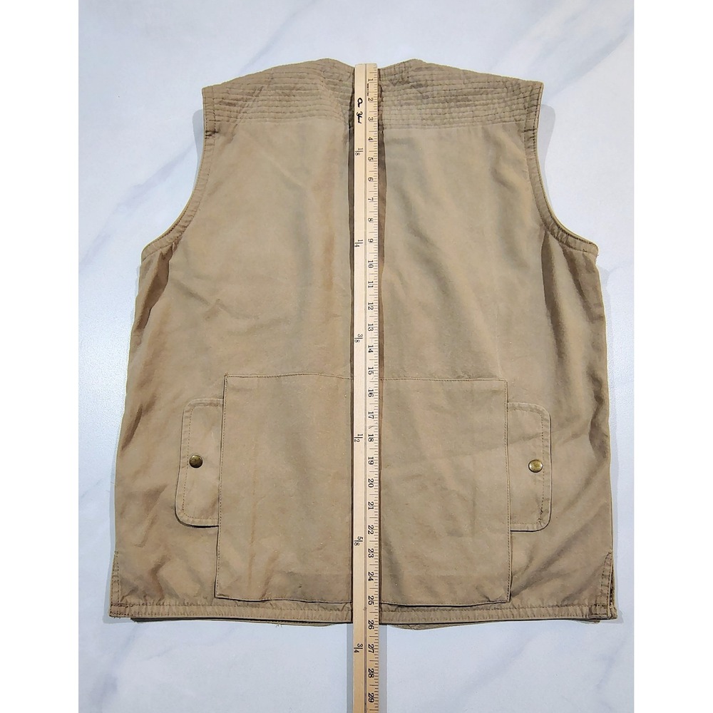Vintage 80s Banana Republic Safari Vest Mens L Tan Khaki Cotton Utility Fishing - Picture 6 of 7
